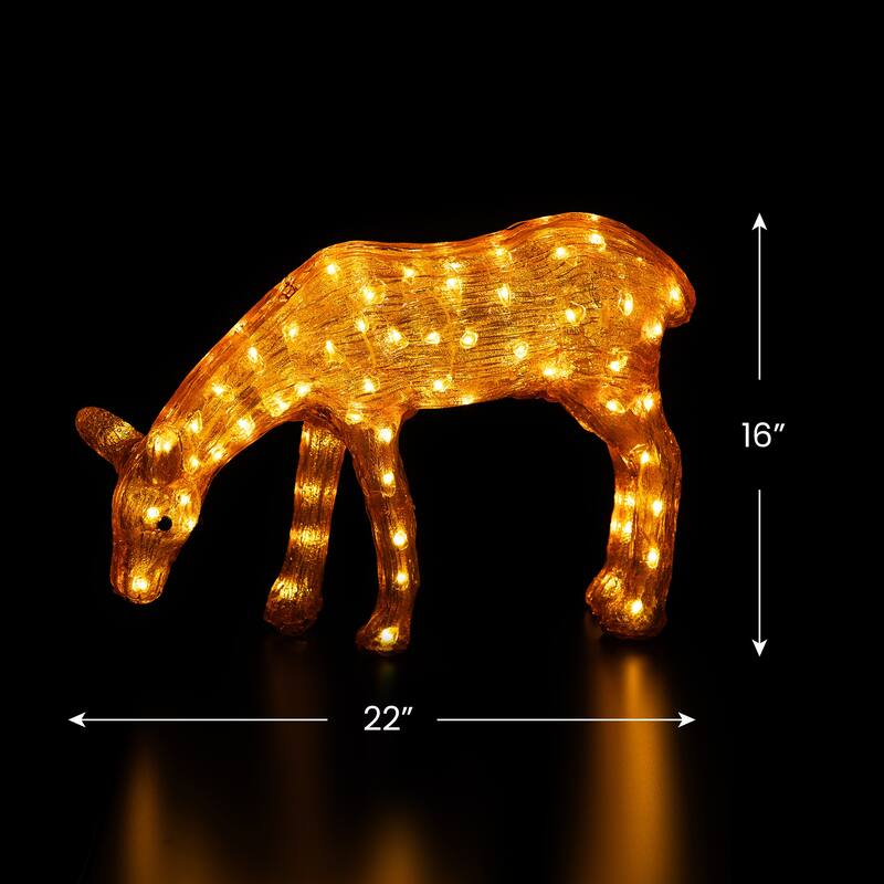 LED Commercial Grade Acrylic Reindeer Christmas Decor 22" White Lights - Brown