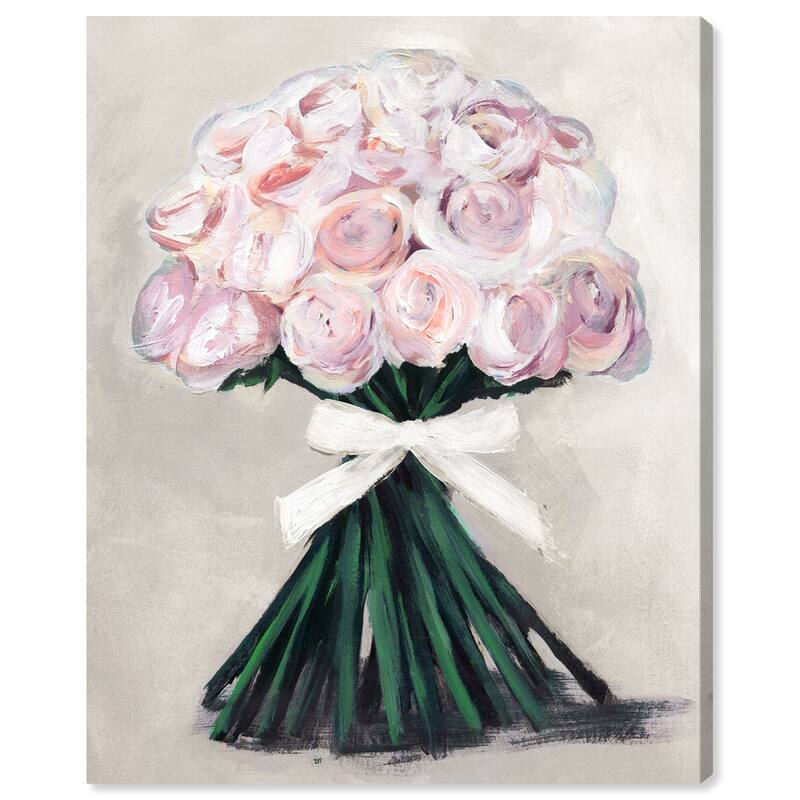 Wynwood Studio Canvas Floral and Botanical Loveliest Bouquet Ivory Pink and Light Pink Farmhouse Wall Art Canvas Print