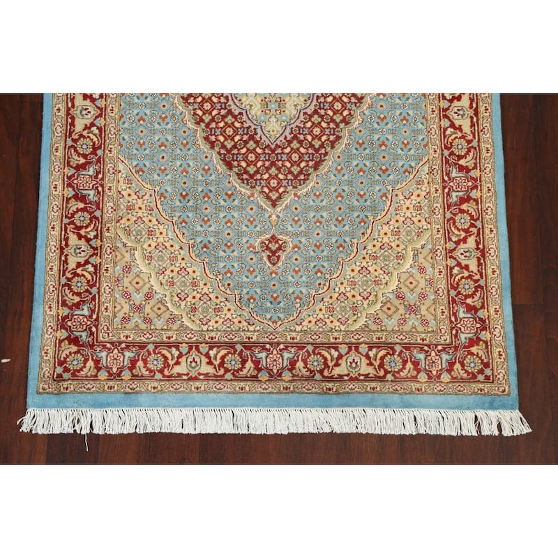 Wool/ Silk Vegetable Dye Tabriz Mahi Oriental Area Rug Handmade Carpet - 4'1" x 5'11"