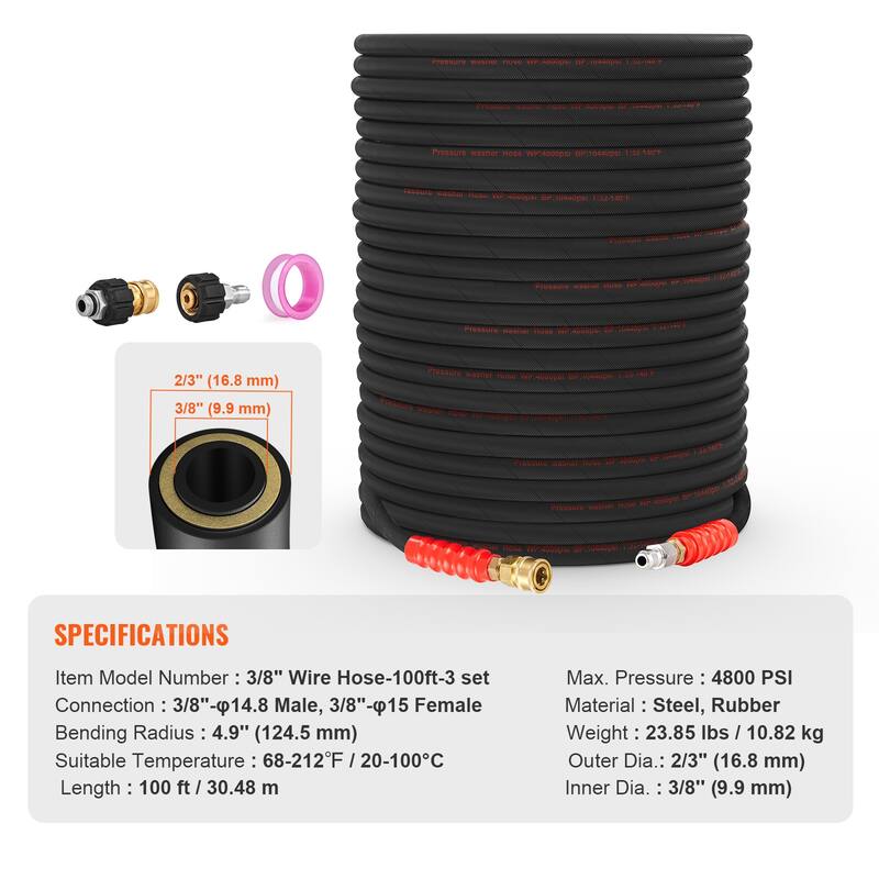 Pressure Washer Hose, For Most Brand Pressure Washers, Heavy Duty Power Washer Extension Replacement Hose