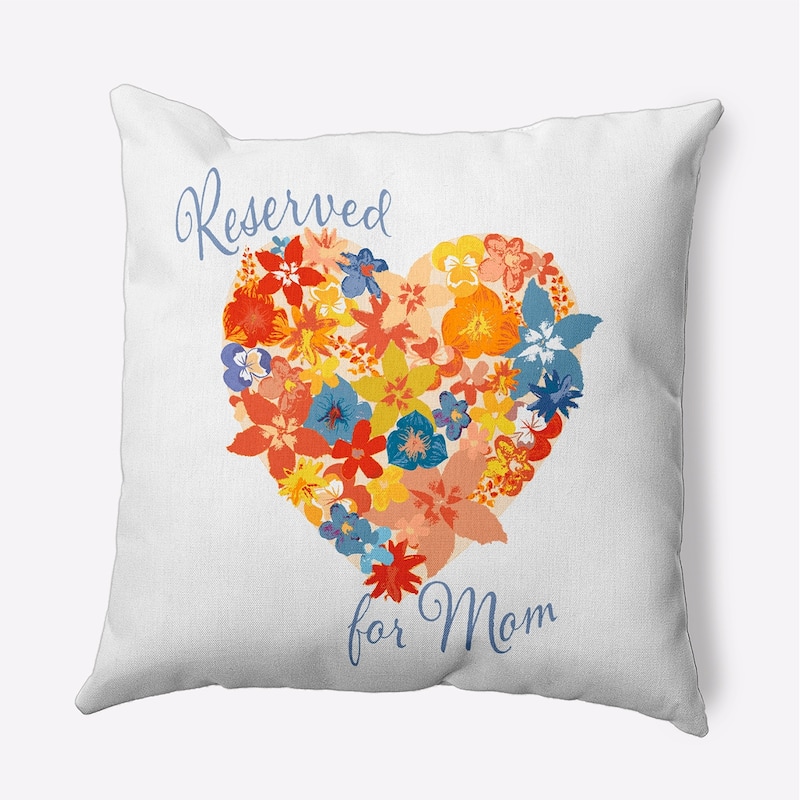 Reserved for Mom Heart Bouquet Mother's Day Indoor/Outdoor Throw Pillow - 20" x 20" - Cornflower