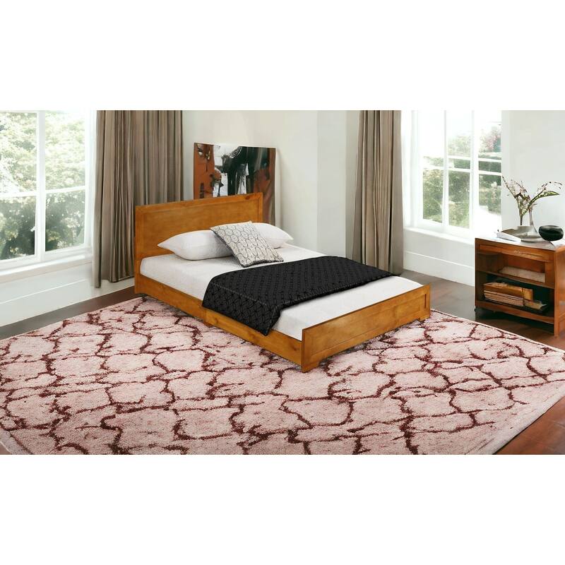 HomeRoots Oak Wood King Bed Frame - King
