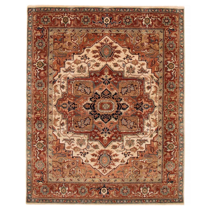 ECARPETGALLERY Hand-knotted Jules Sultane Ivory Wool Rug - 7'8 x 9'8 - Ivory - 7'8 x 9'8