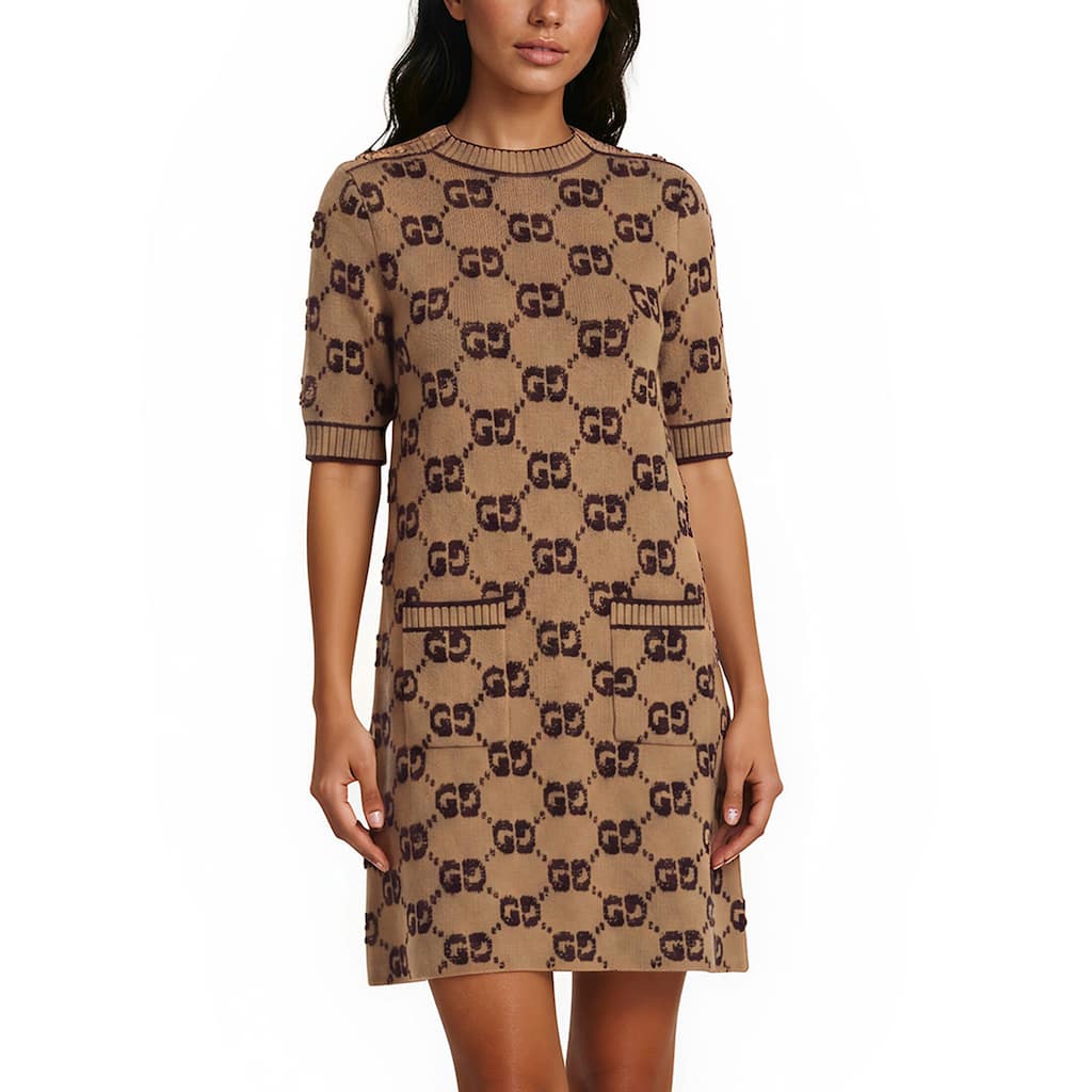 Gucci GG Wool Boucle Jacquard Dress