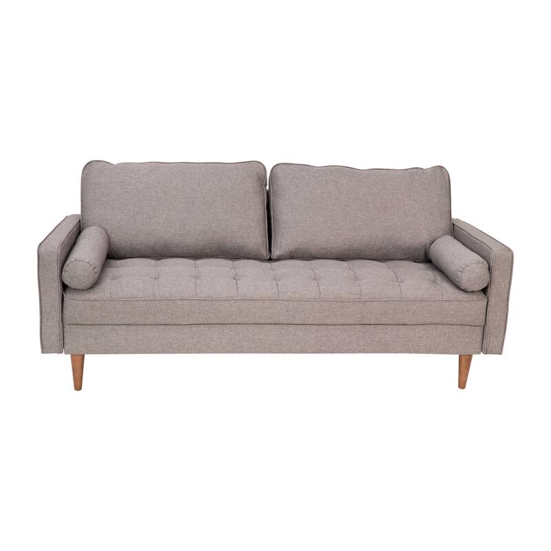 Compact Upholstered Tufted Sofa with Wooden Legs