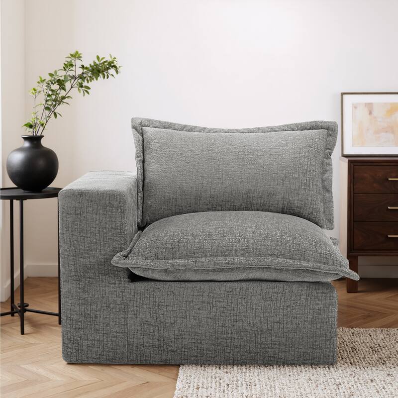 42"W Chenille Upholstered No Assembly Corner Chair