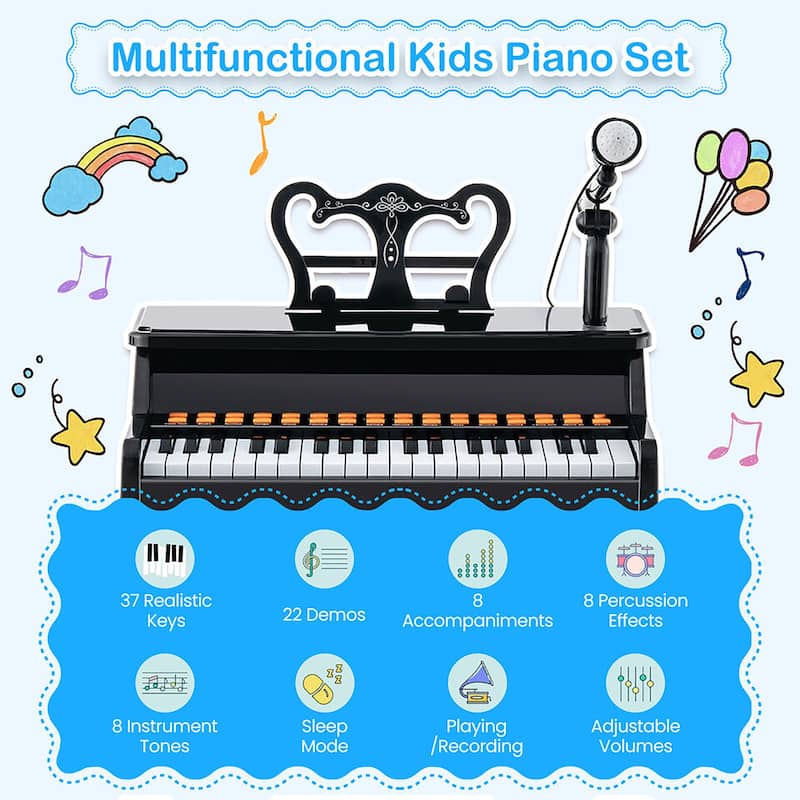 Gymax 37-Key Music Piano Keyboard Kids Learning Toy Instrument w/