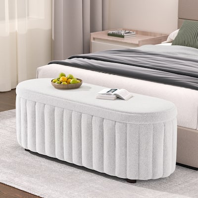 46.1" Upholstered Storage Ottoman Bench with Safety Hinge for Bedroom, Living Room, Entryway