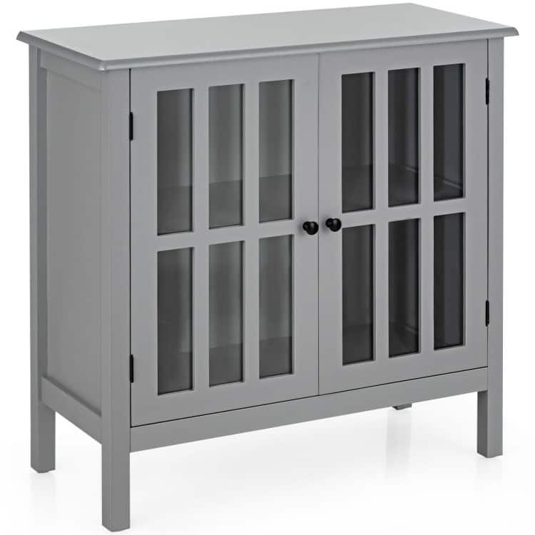 Glass Door Sideboard Console Storage Buffet Cabinet - 32" x 14" x 31" (L x W x H)