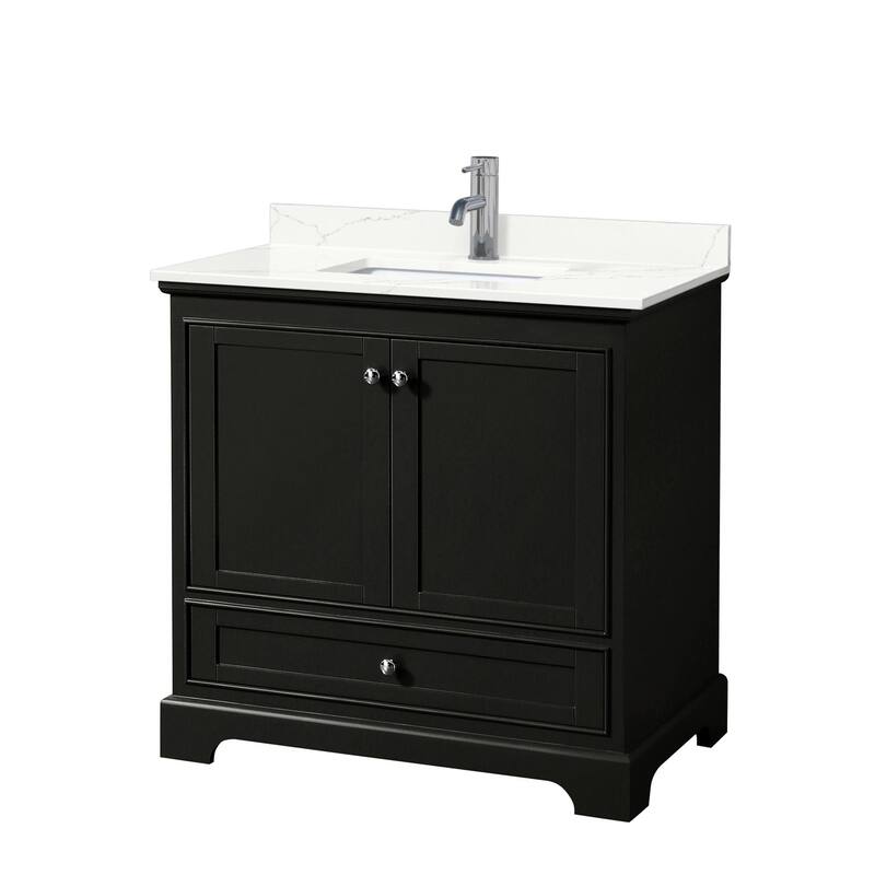 Wyndham Collection WCS202036S-QTZ-UNSMXX Deborah 36" Free Standing - Dark Espresso / Giotto Quartz Top / Polished