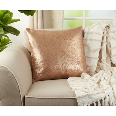 Shimmering Metallic Design Down Filled Throw Pillow