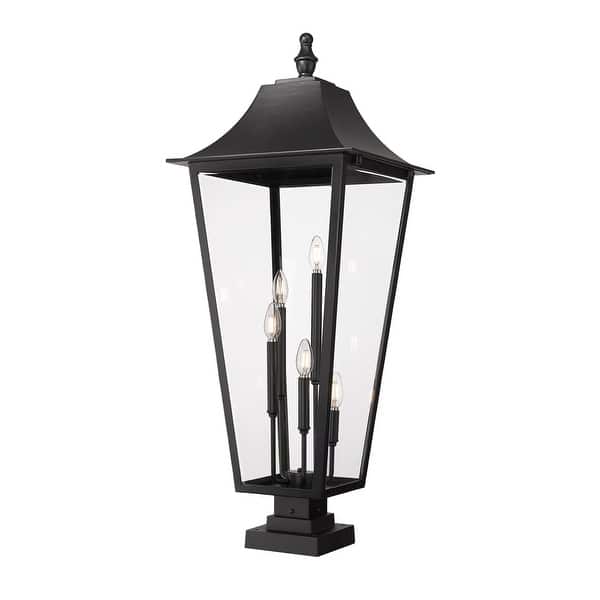 Lawrence 1-Light Black Classic Outdoor Lamp Post with Clear Beveled Glass Shade Lawrence 1-Light Black Classic Outdoor Lamp Post with Clear Beveled Glass Shade
