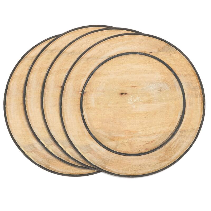Charger Plates With Wooden Design (Set of 4) On Sale Bed Bath