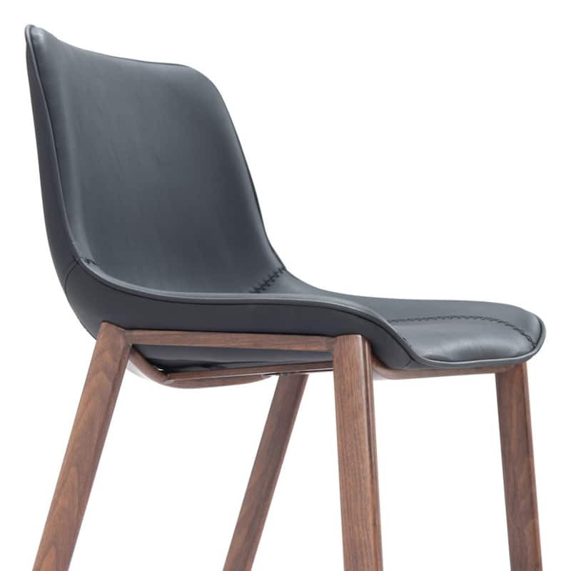 Set of 2 Black Brown Faux Leather 30 Inch Steel Bar Height Chairs - 21.7”x 20.7” x 43.3”