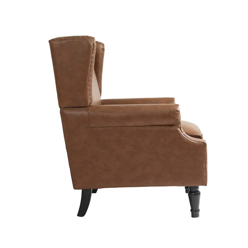 Upholstered Nailhead Trim Armchair Wingback Accent Chairs Set of 2