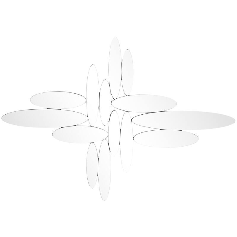 Silver Glass Abstract Oval Wall Mirror - 40"W, 28"H