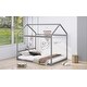 preview thumbnail 1 of 15, Queen House Bed with Headboard - Playhouse Design for Kids Gray