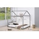 preview thumbnail 1 of 7, Queen Size Wooden House Bed with Headboard Grey