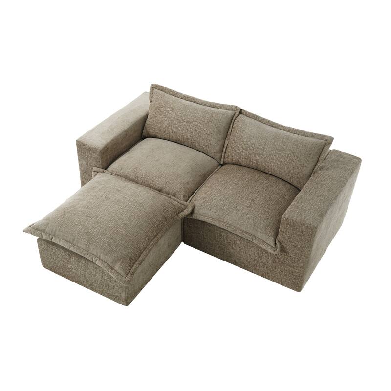 Chenille L-Shaped Modular Sectional Sofa Comfy Cloud Couch For Living Room