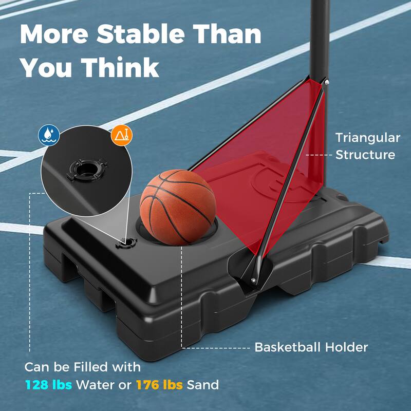 Gymax 4.4-10 FT Portable Basketball Hoop w/ 44'' Shatterproof