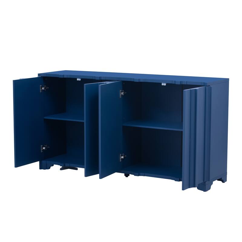 4-Door Sideboard Adorned with Intricate Linear Accents