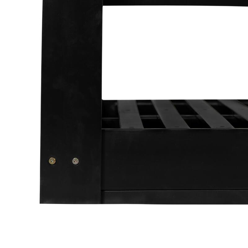 Patio Wooden Twin Size Porch Swing Daybed with 4 Hanging Ropes