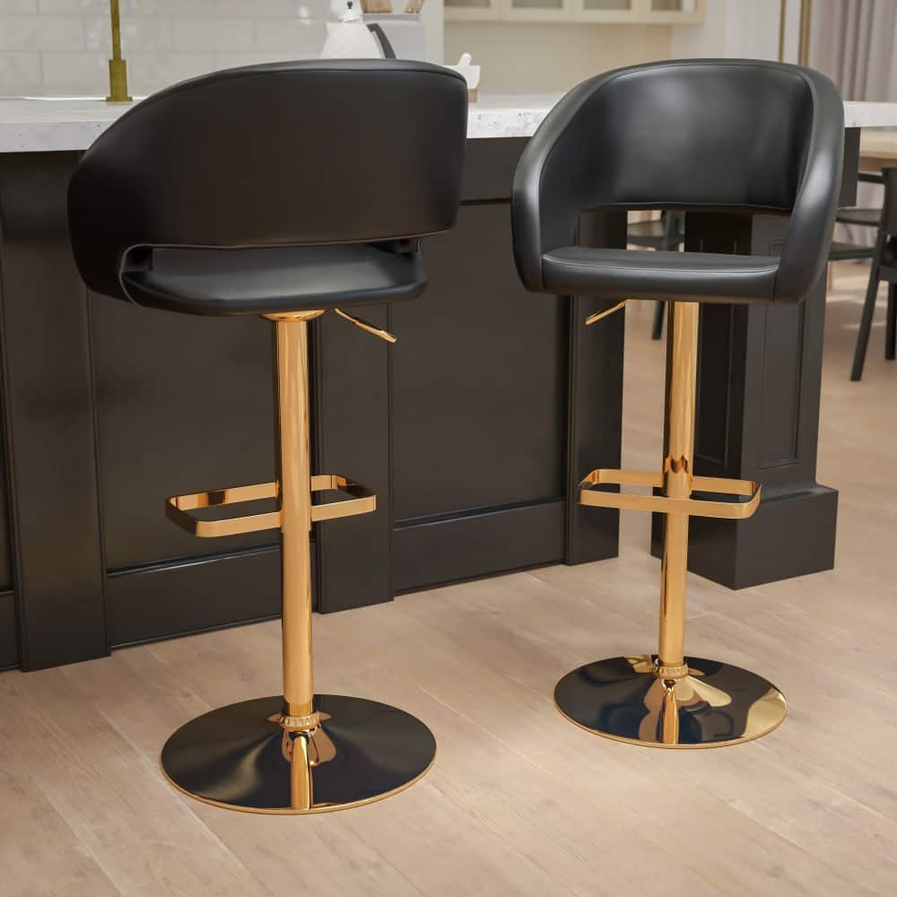 Modern Upholstered Adjustable-Height Barstools (Set of 2)