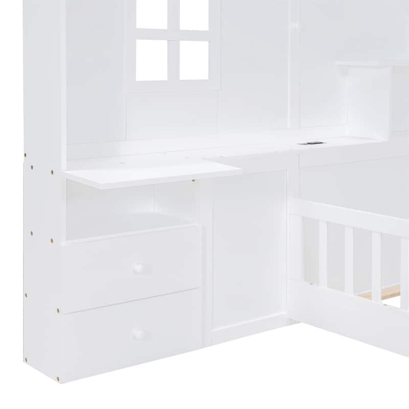 Merax House Bed with Window and Bedside Drawers