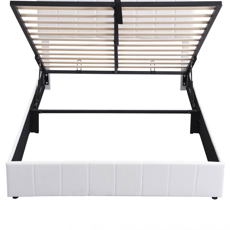Queen size Upholstered Platform bed with a Hydraulic Storage System