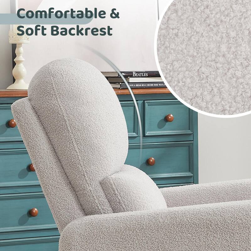Swivel Manual Recliner Chair Teddy Fabric Nursery Glider Rocking Recliner Set of 2