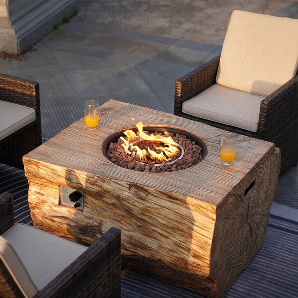 Outdoor wood coating Fire Pit Table with Four Chairs - Bed Bath
