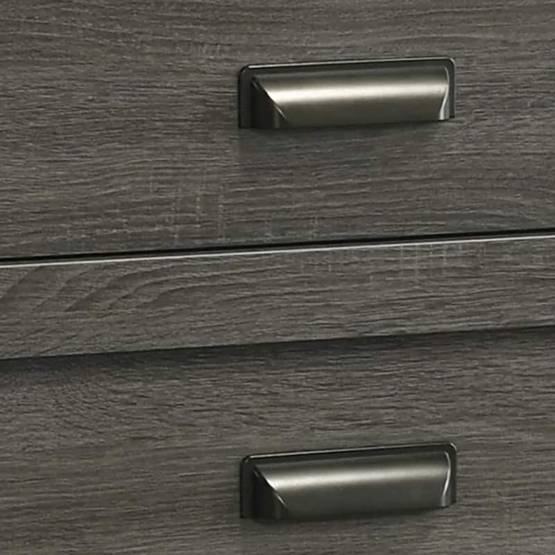 Velz Nightstand, 2 Drawers, Metal Finger Pull Handles, Dark Gray Wood