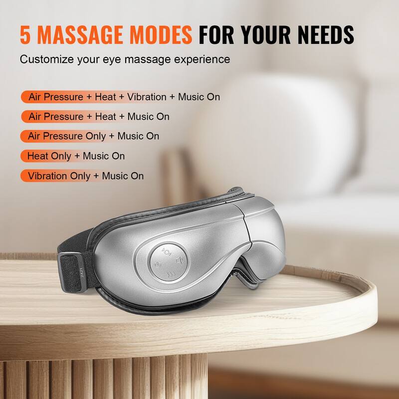 Eye Massager with Heat, Heated Eye Massage Mask with 5 Modes and Bluetooth Music, 180° Foldable Eye Care Massager