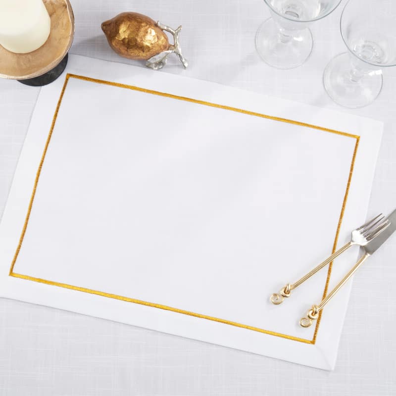 Embroidered Line Design Placemat (Set of 4) - 14"x20"