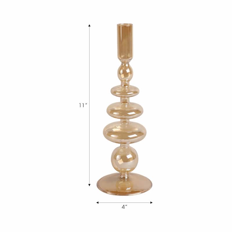 Sculptural Glass Candle Holder with Rounded Accent Base - Modern Tabletop Candle Holder for Any Room