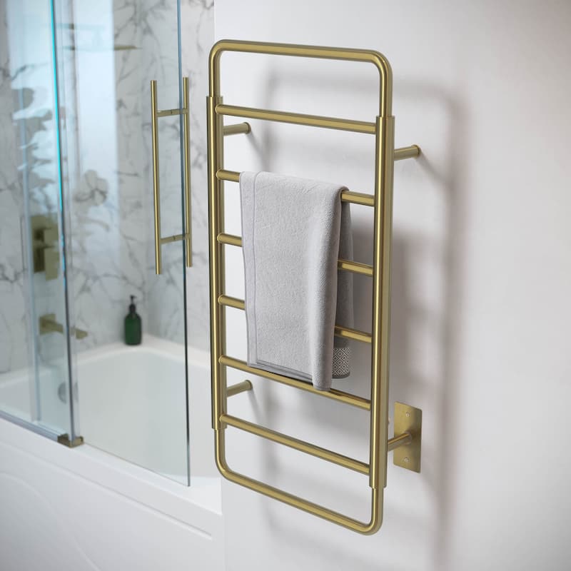 Ivy 8-Bar Electric Towel Warmer In Brushed Gold - 19.69" x 40.94" x 4.45"