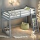 preview thumbnail 1 of 16, Twin Size High Loft Bed with Inclined Ladder and Guardrails for home Grey