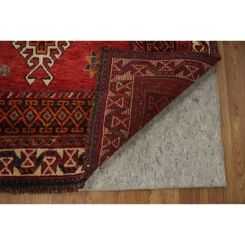 Hand Knotted Oriental 100% Wool Carpet Traditional Tribal Red Qashqai Area Rug - 9' 1'' X 4' 8''