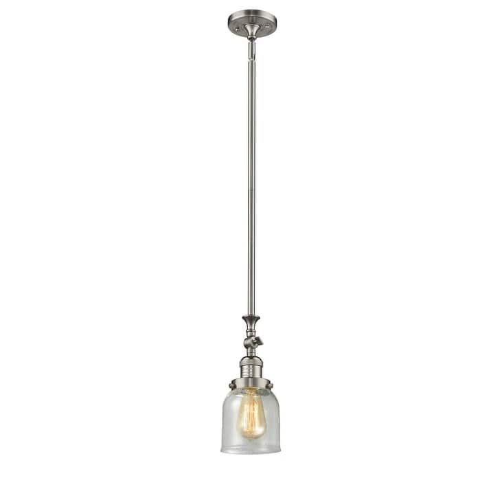 Innovations Lighting Small Bell 5" Wide Adjustable Mini Pendant - Brushed Satin Nickel / Seedy