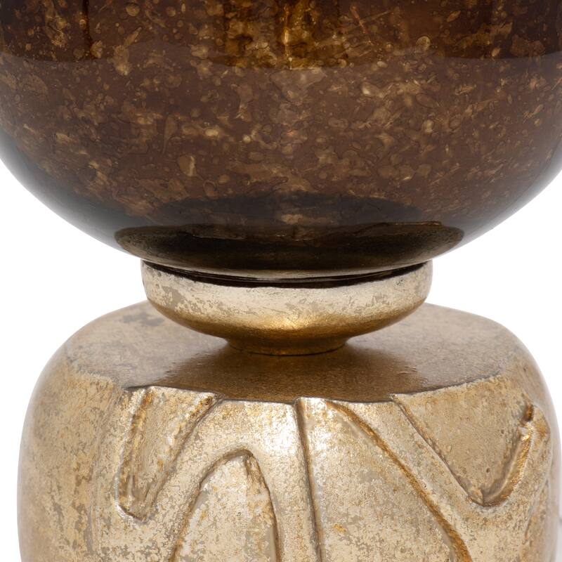 Sagebrook Home Ivory/Gold Cylinder Ombre Glass Candleholder
