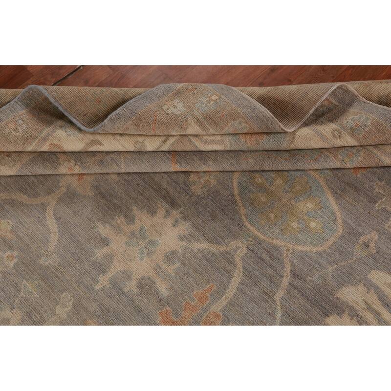 Hand Knotted Oriental 100% Wool Carpet Transitional All-Over Greys & Charcoal Oushak Area Rug - 11' 11'' X 9' 0''