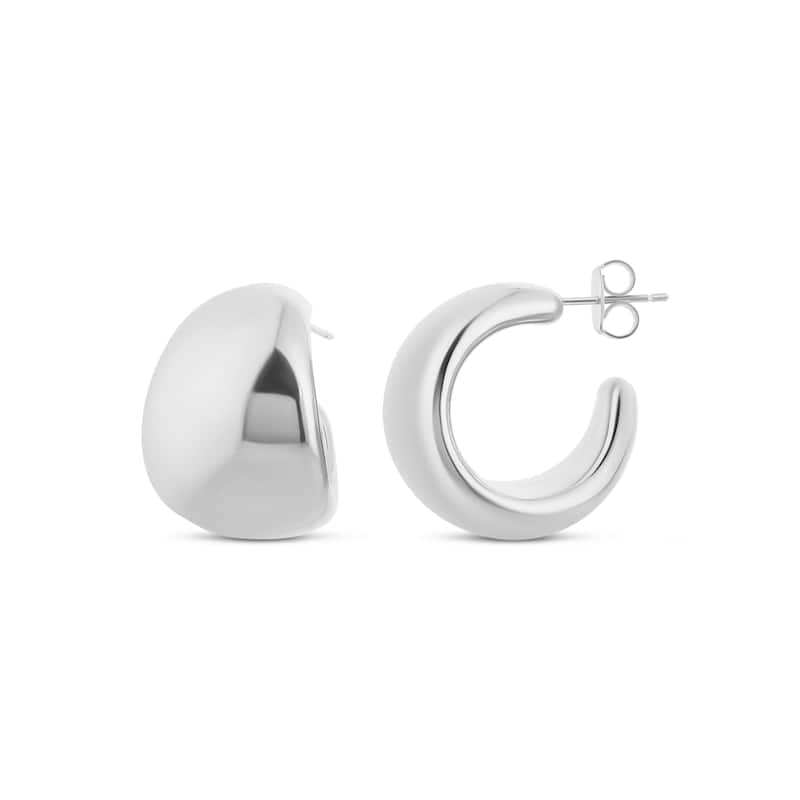 SHYMI Curved Rounded Hoop Earrings - Silver