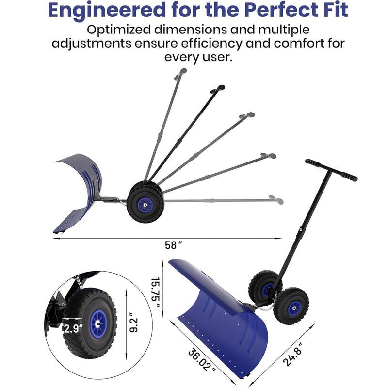 Heavy Duty Single Rod 36-Inch Steel Snow Shovel Plow for Driveways, Sidewalks, Yards