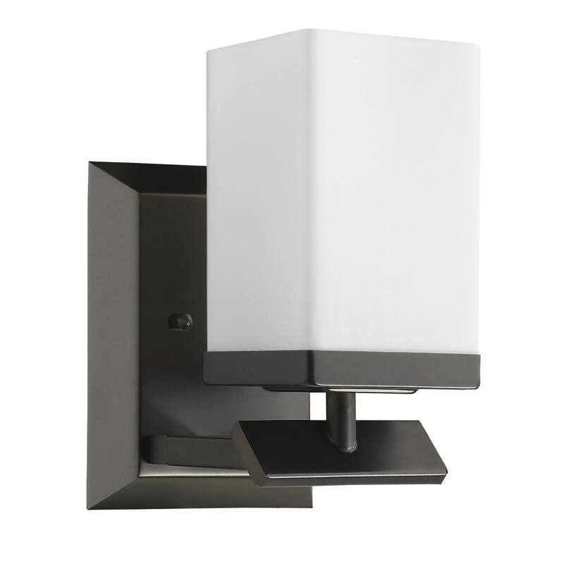 Bronze Flush Mount Wall 1 Light with Frosted White Glass Shade and Dimmable E26 Base for Bedroom or Entryway