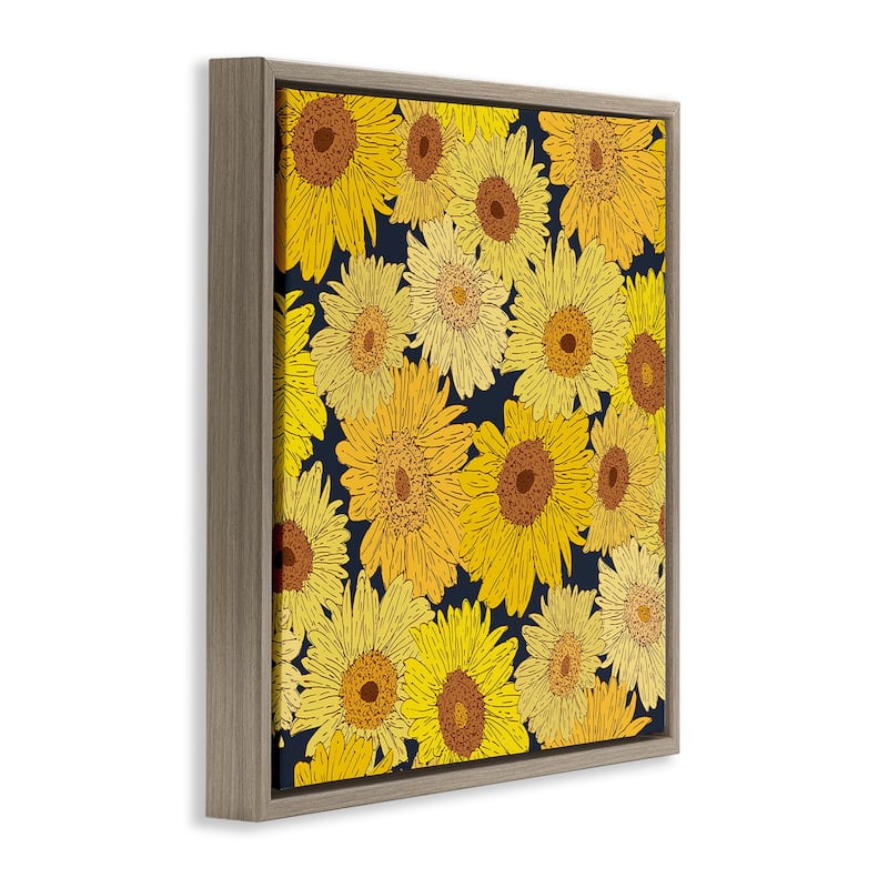 Stupell Charming Country Sunflowers Pattern Framed Floater Canvas Wall Art Design By Sazerelli Designs