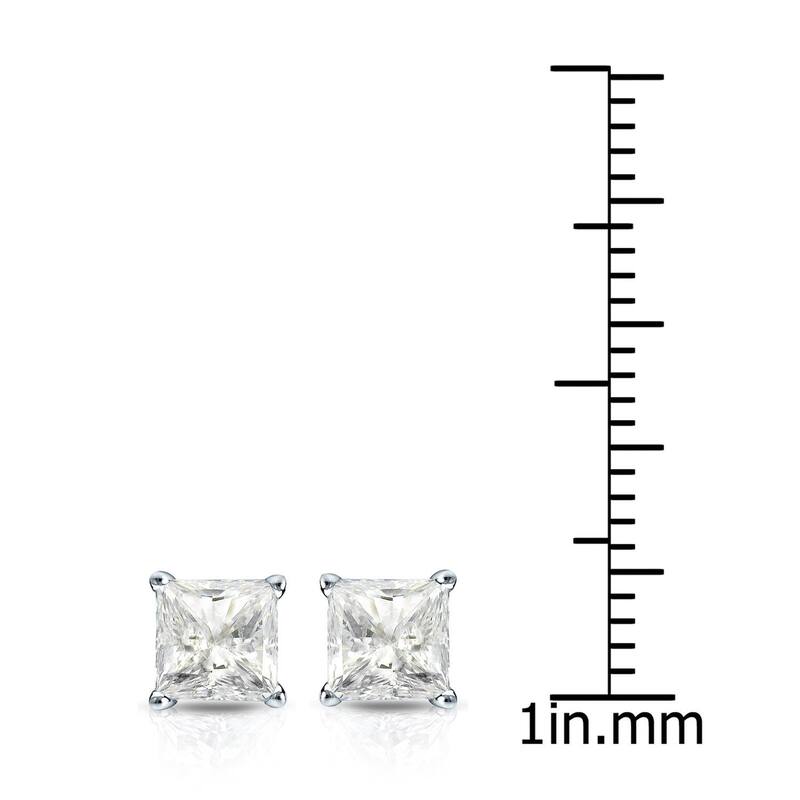 Auriya 14k Gold 1ctw Princess-cut Diamond Stud Earrings Martini-set (J-K, I2-I3)