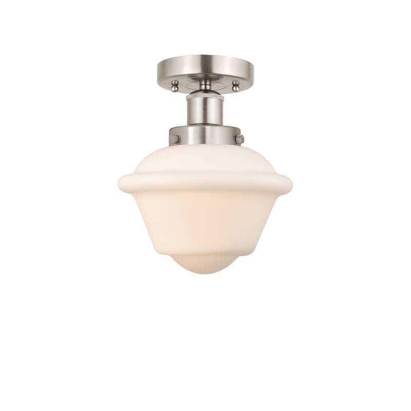 Innovations Lighting Oxford - 1 Light 7" Semi-Flush Mount - Matte White/Brushed Satin Nickel