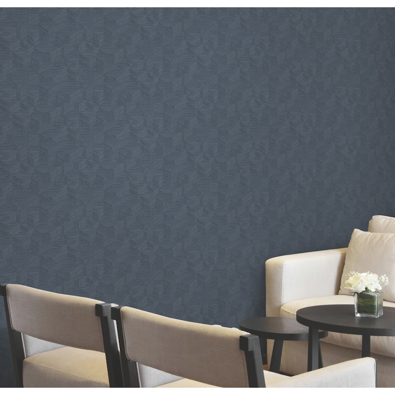 Warner Naila Indigo Geo Weave Wallpaper
