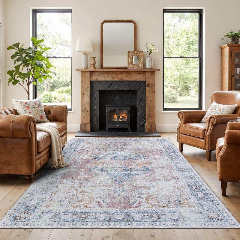 World Rug Gallery Bohemian Oriental Washable Area Rug - 10' x 14' - Rectangle