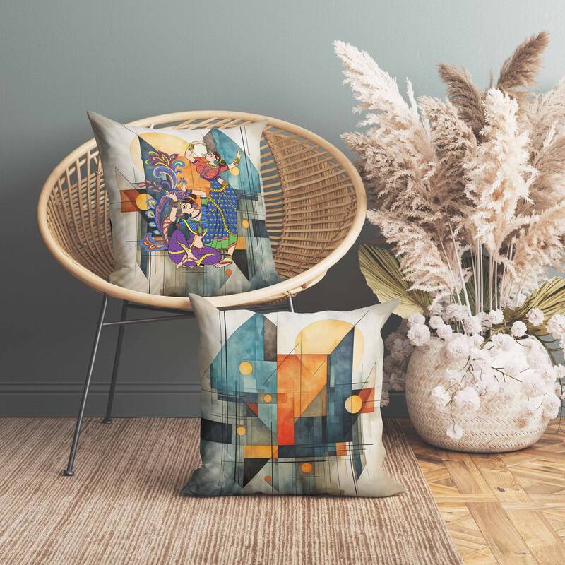 Grace in Motion Indoor/Outdoor Reversible Throw Pillow Orange and Blue